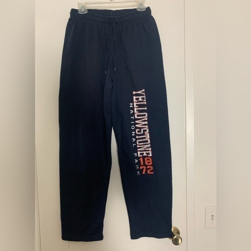 Prairie Mountain Yellowstone National Park 1872 Sweatpants Navy Blue Orange S